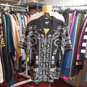 Mens Black and White Graphic Shirt